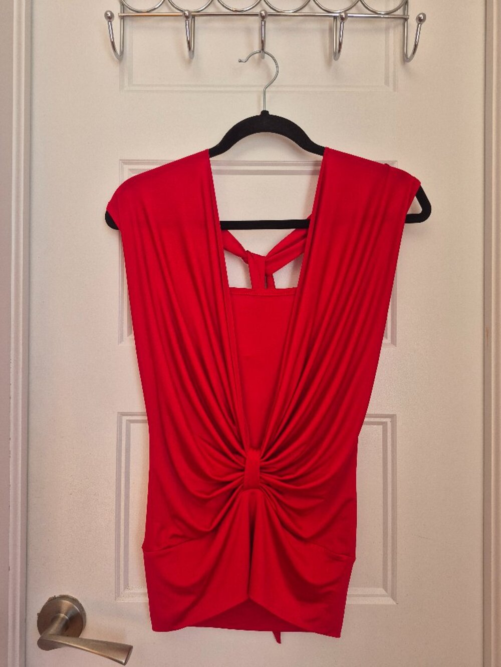 COLORI Red Draped Tie-Back Top Size Small